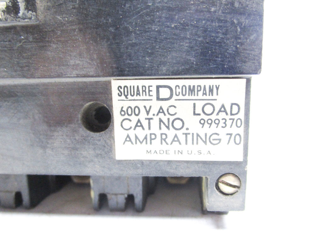 SQUARE D 999370 600V 70A UNMP