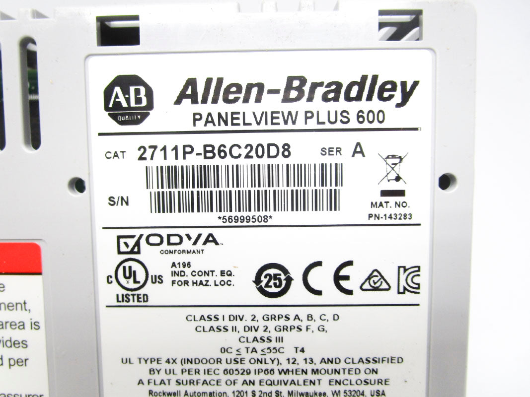 ALLEN BRADLEY 2711P-B6C20D8 SER. A NSMP