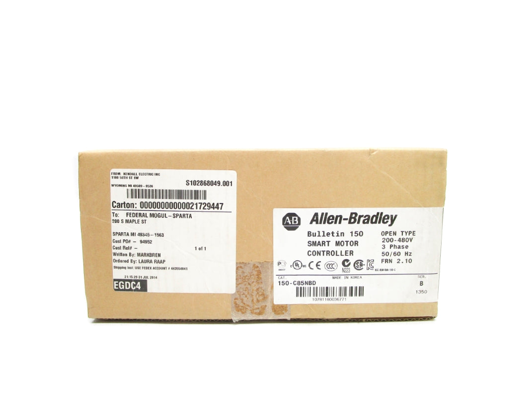 ALLEN BRADLEY 150-C85NBD 200-480V SER. B F/W 2.10 (BR/WH) NSFS