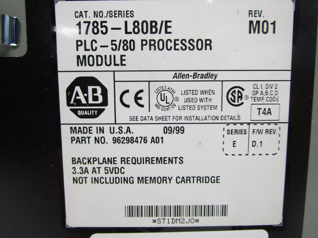 ALLEN BRADLEY 1785-L80B SER. E F/W D.1 UNMP