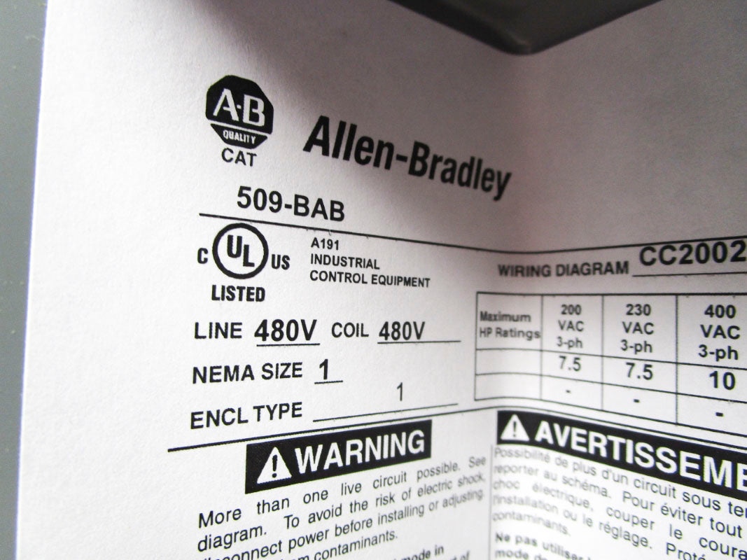 ALLEN BRADLEY 509-BAB SER. N 480V 27A NSNP