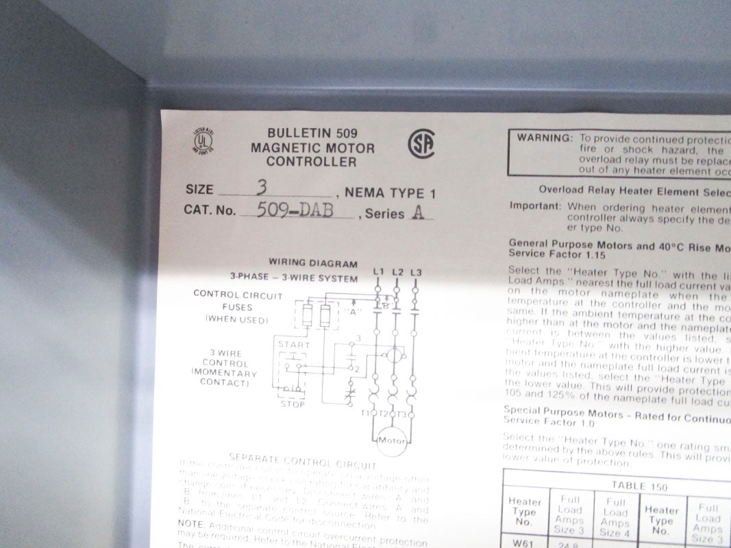 ALLEN BRADLEY 509-DAB SER. A 115-120V NSNP