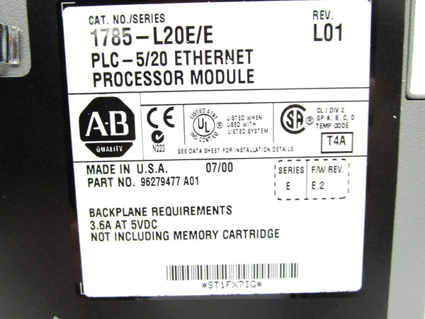 ALLEN BRADLEY 1785-L20E SER. E F/W E.2 UNMP