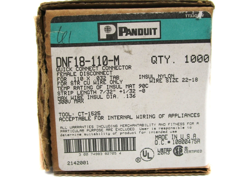 PANDUIT DNF18-110-M (PKG OF APROX. 1000) NSMP