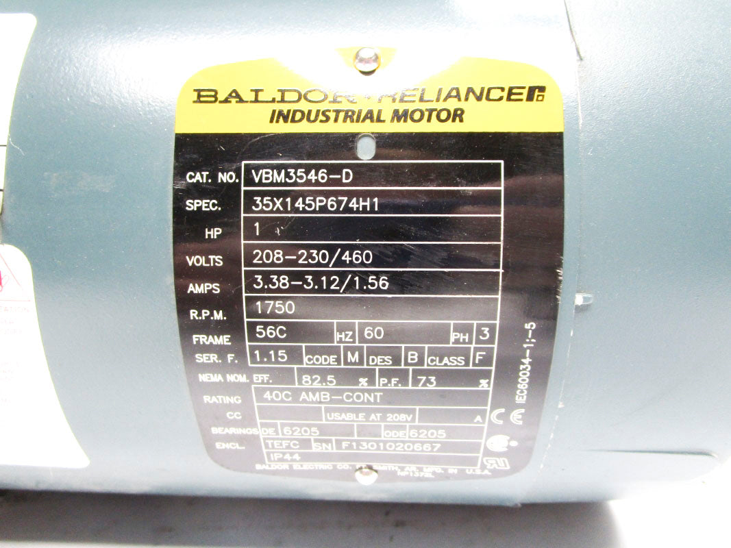 BALDOR VBM3546-D 460V 1.56A NSNP