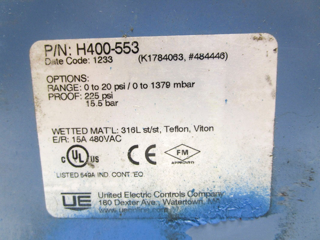 UNITED ELECTRIC H400-553 20PSI 480VAC 15A UNMP