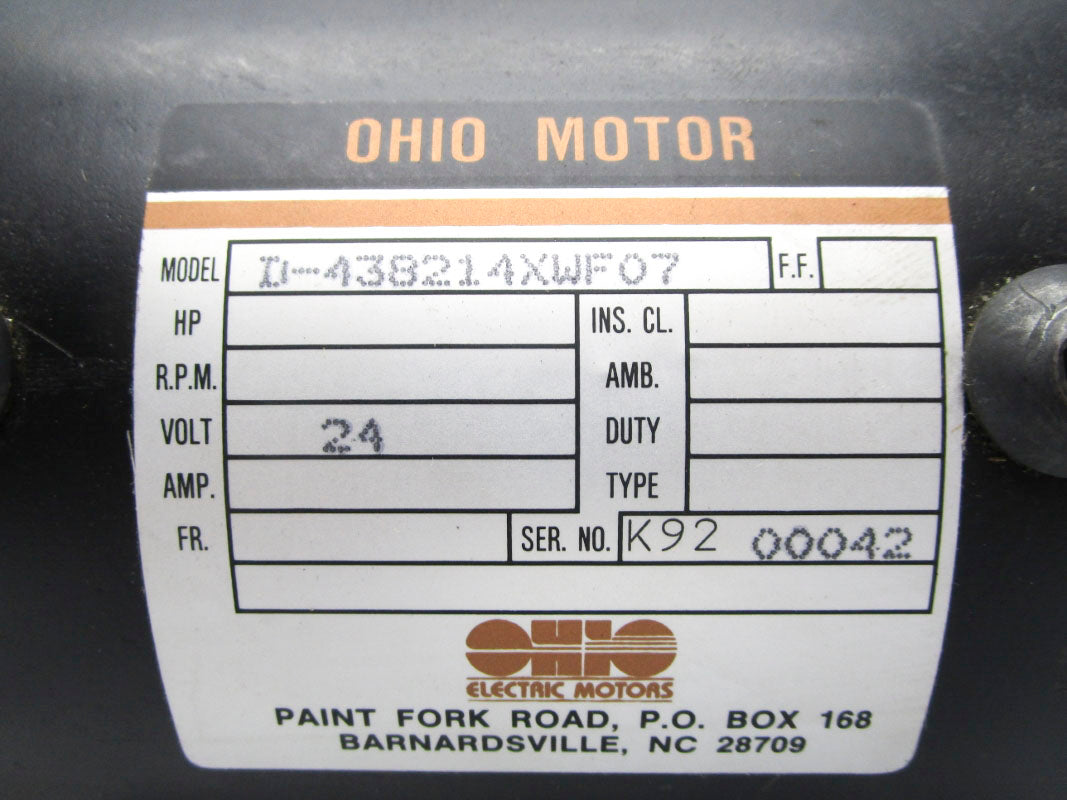 OHIO ELECTRIC MOTORS D-438214XWF07 24V NSNP
