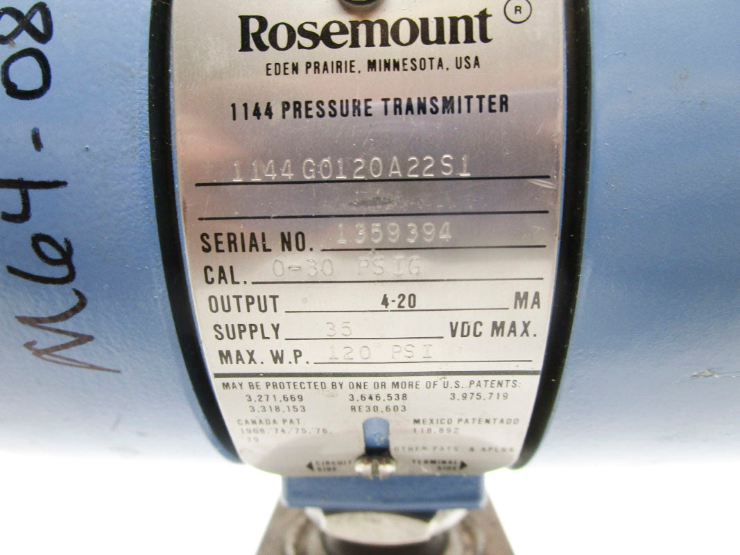 ROSEMOUNT 1144G0120A22S1 120PSI 35VDC UNMP