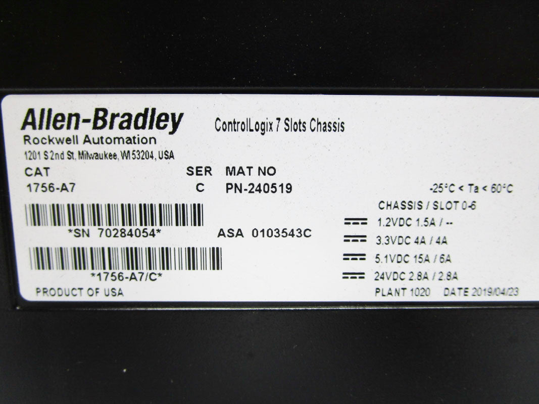 ALLEN BRADLEY 1756-A7 SER. C NSNP