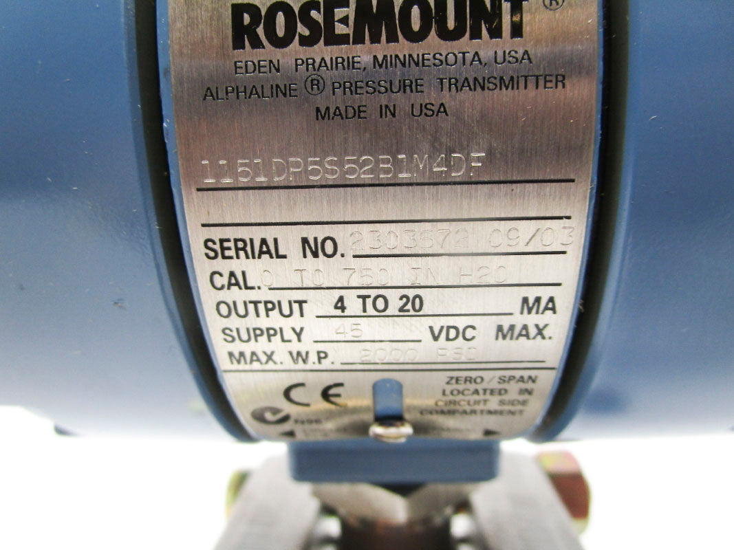ROSEMOUNT 1151DP5S52B1M4DF 2000PSI 45VDC NSNP
