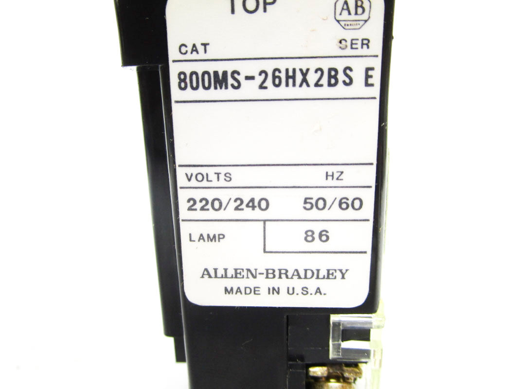 ALLEN BRADLEY 800MS-26HA2BRAK SER. C 240V (BK/YL) (AS PICTURED) NSMP