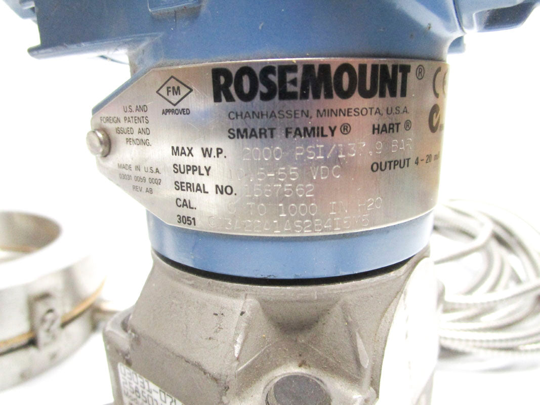 ROSEMOUNT 3051CD3A22A1AS2B4I5M5 2000PSI 55VDC UNMP