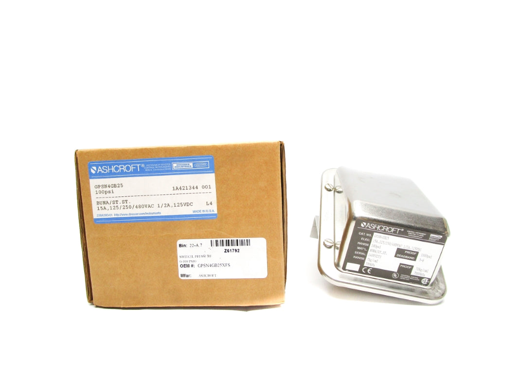 ASHCROFT GPSN4GB25 480VAC 15A 100PSI NSMP