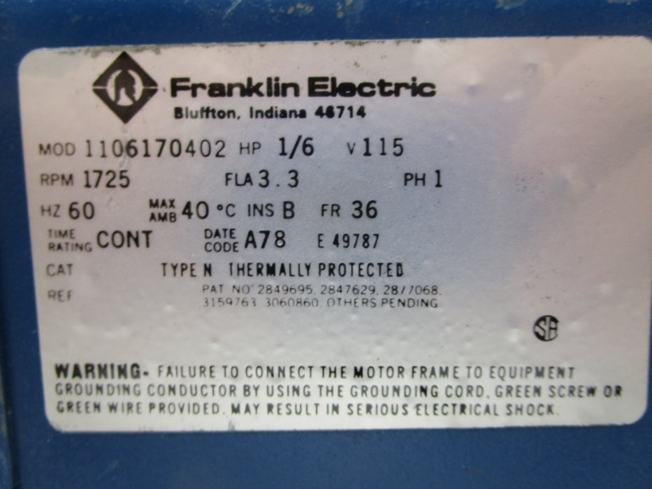 FRANKLIN ELECTRIC 1106170402 UNMP