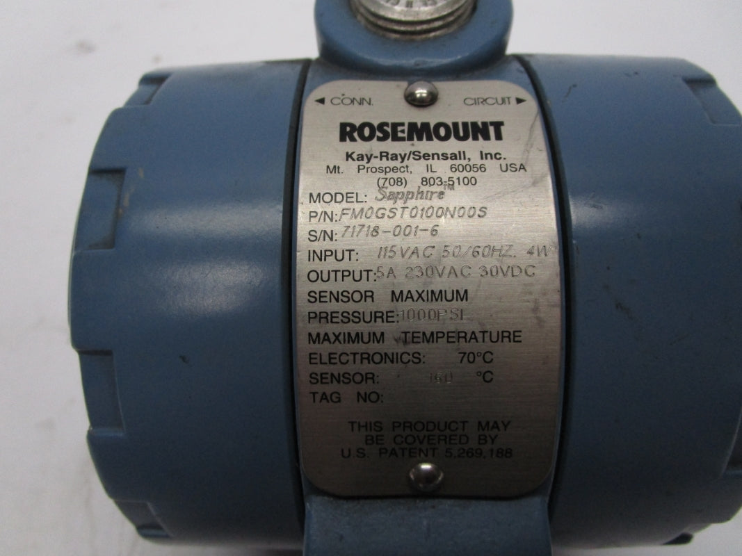ROSEMOUNT FM0GST0100N00S 1000PSI 115VAC 5A NSNP