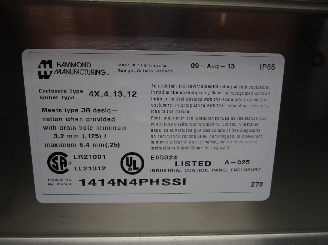 HAMMOND MANUFACTURING 1414N4PHSSI NSNP