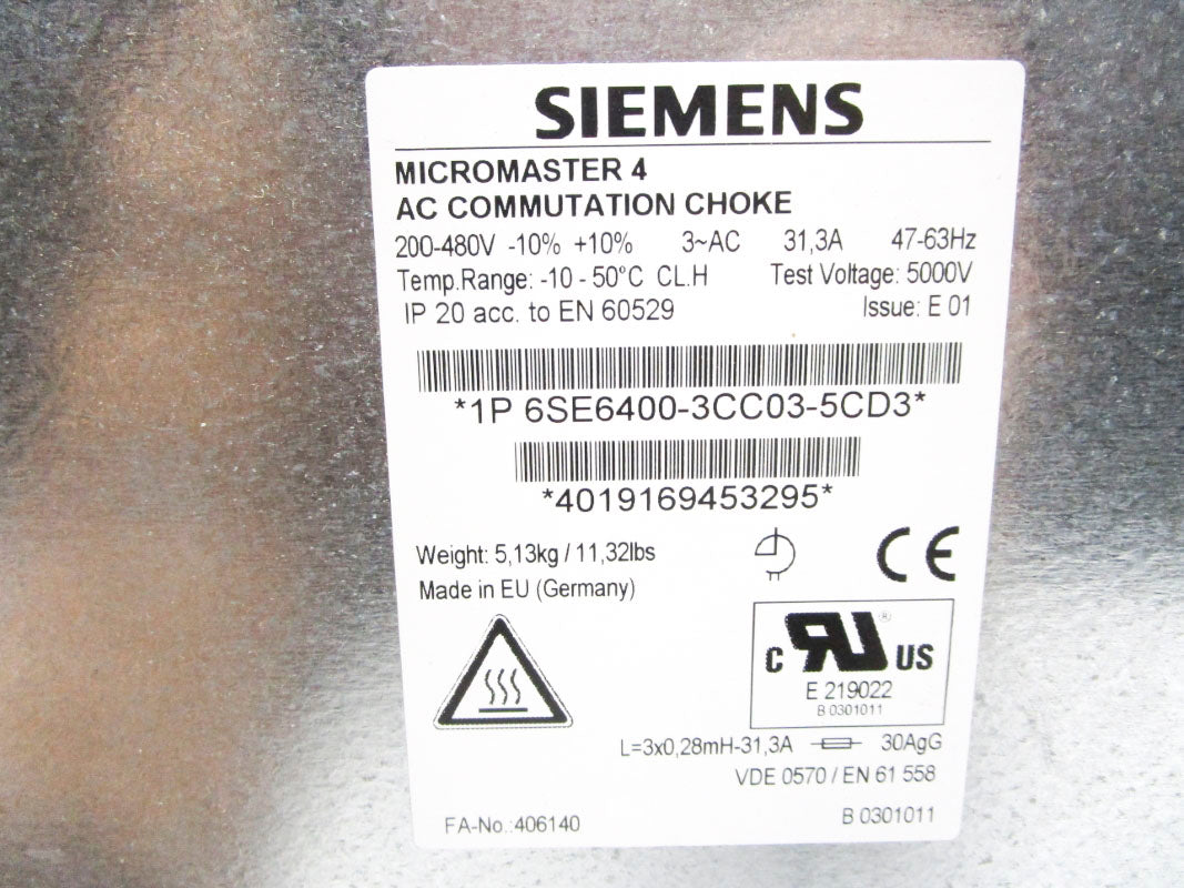 SIEMENS 6SE6400-3CC03-5CD3 480V 31,3A NSNP