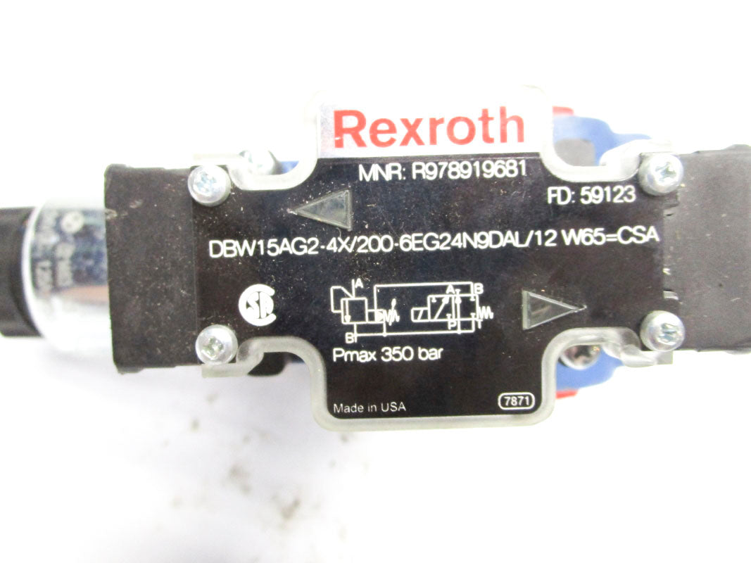 REXROTH DBW15AG2-4X/200-6EG24N9DAL/12 R978919681 24VDC 125A NSNP