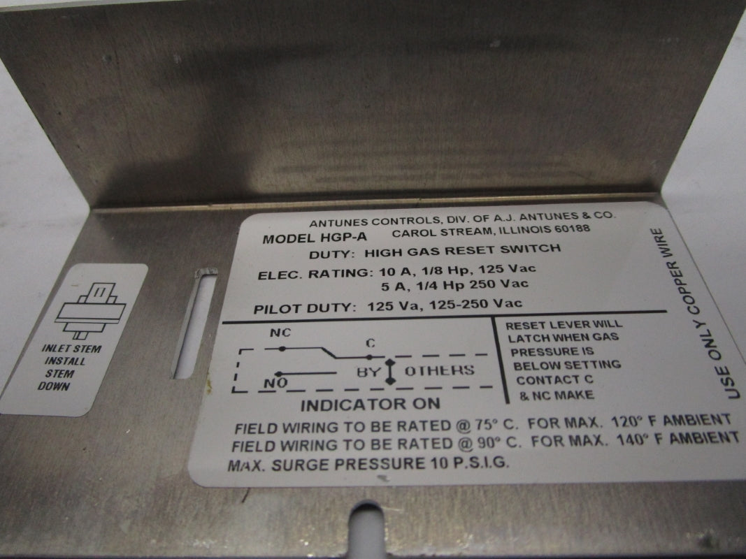 ANTUNES CONTROLS HGP-AM1 10PSI 250VAC 5A UNMP
