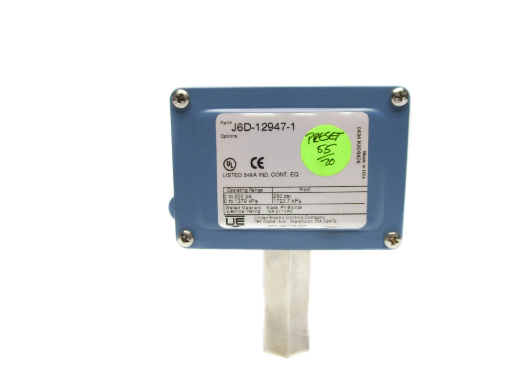UNITED ELECTRIC J6D-12947-1 200PSI 277VAC 15A NSNP