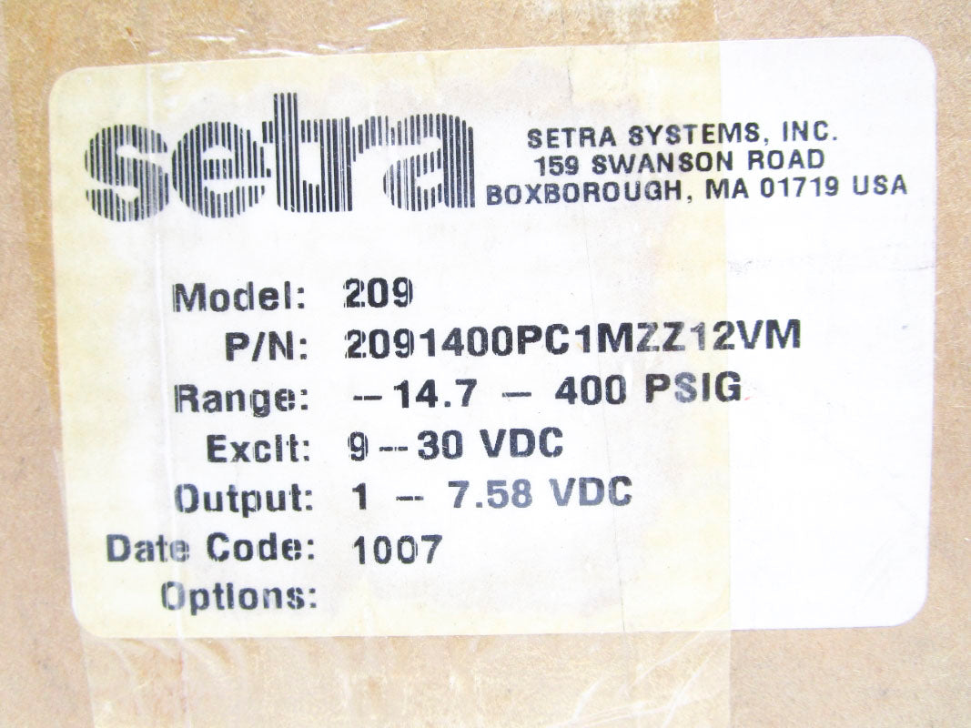 SETRA 2091400PC1MZZ12VM 400PSI 30VDC NSMP