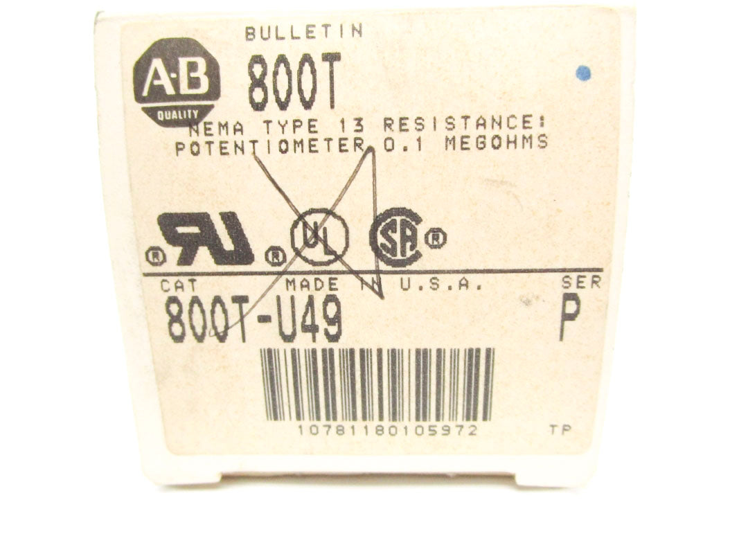 ALLEN BRADLEY 800T-U49 SER. P 300VAC (GY/BL) NSMP