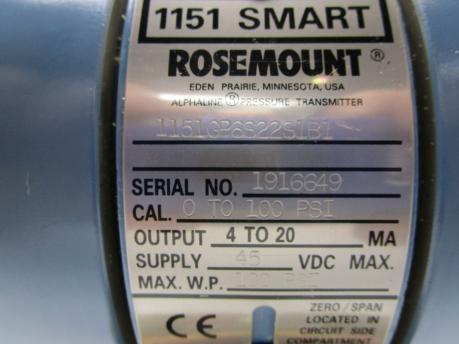 ROSEMOUNT 1151GP6S22S1B1 0-100PSI NSNP