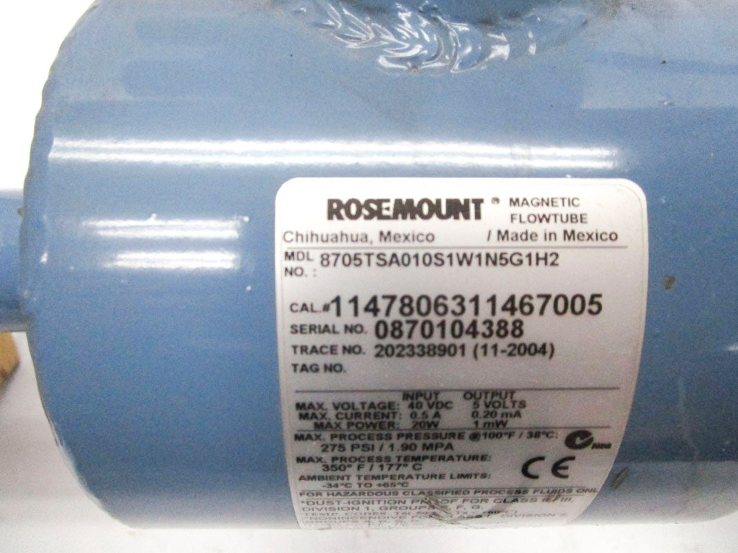 ROSEMOUNT 8705TSA010S1W1N5G1H2 275PSI 40VDC .5A NSNP