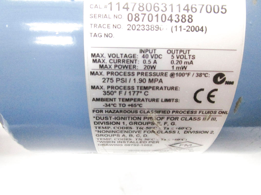 ROSEMOUNT 8705TSA010S1W1N5G1H2 275PSI 40VDC .5A NSNP
