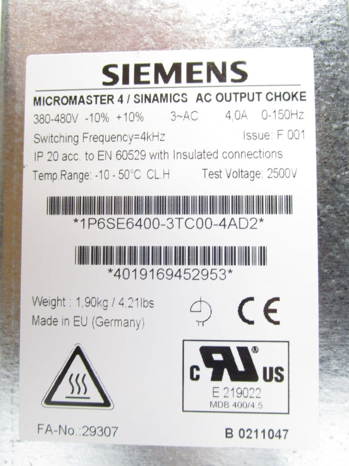 SIEMENS 6SE6400-3TC00-4AD2 NSMP