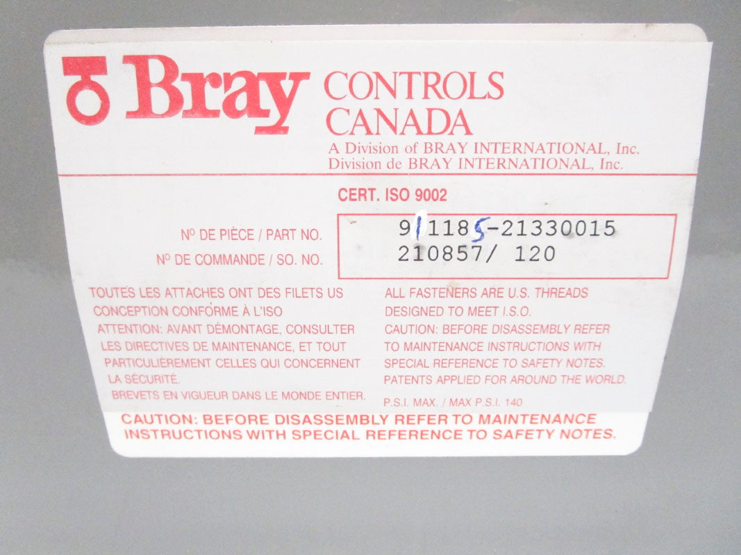 BRAY CONTROLS 911185-21330015 140PSI NSNP