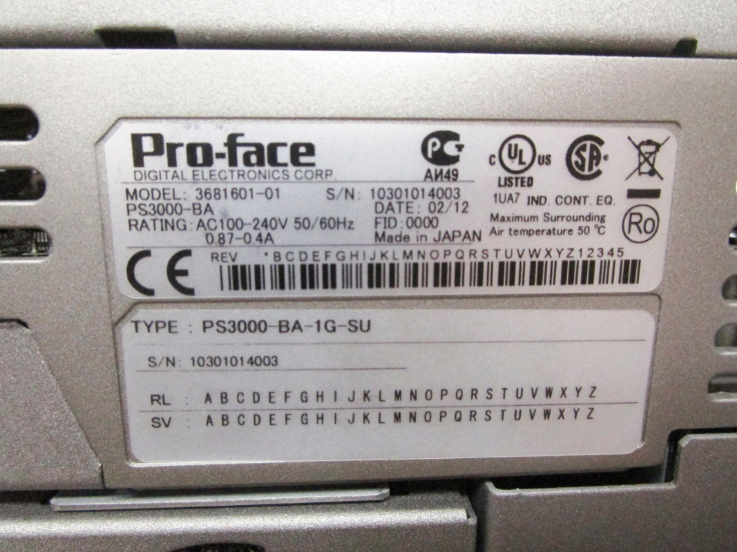 PRO FACE PS3000-BA-1G-SU 3681601-01 100-240VAC 0.87-0.4A NSNP