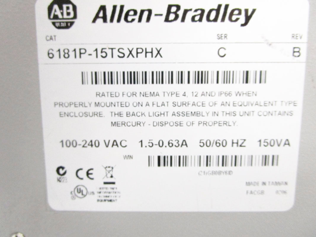 ALLEN BRADLEY 6181P-15TSXPHX SER. C  100-240VAC 1.5-0.63A NSNP