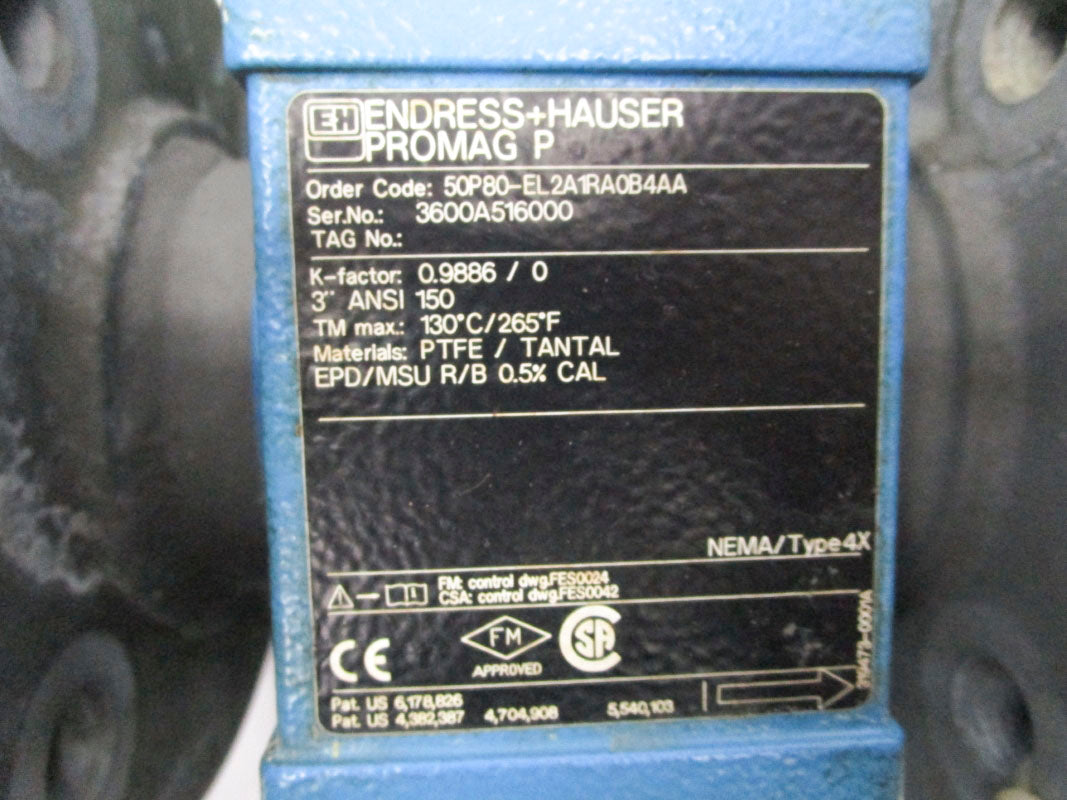 ENDRESS+HAUSER 50P80-EL2A1RA0B4AA 85-260VAC 265'F UNMP