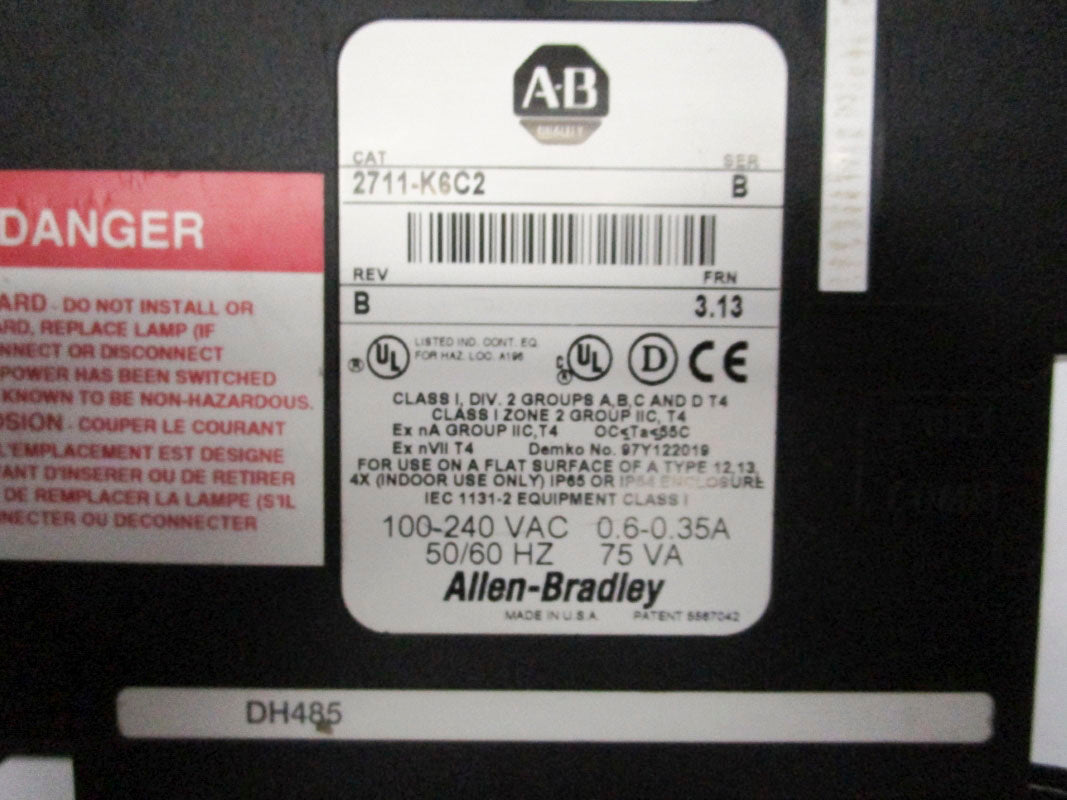 ALLEN BRADLEY 2711-K6C2 SER. B  100-240VAC 0.6-0.35A NSNP