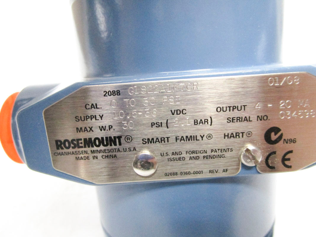 ROSEMOUNT 2088G1S22A1M7CR 10.5-36VDC 0-30PSI NSMP