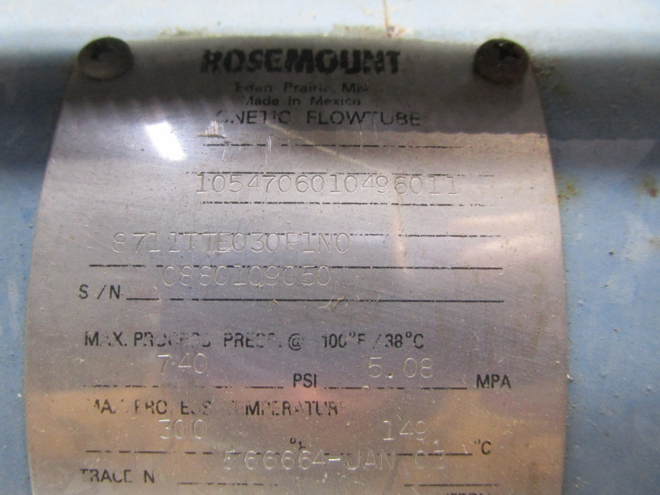 ROSEMOUNT 8711TTE030F1NO 740PSI UNMP