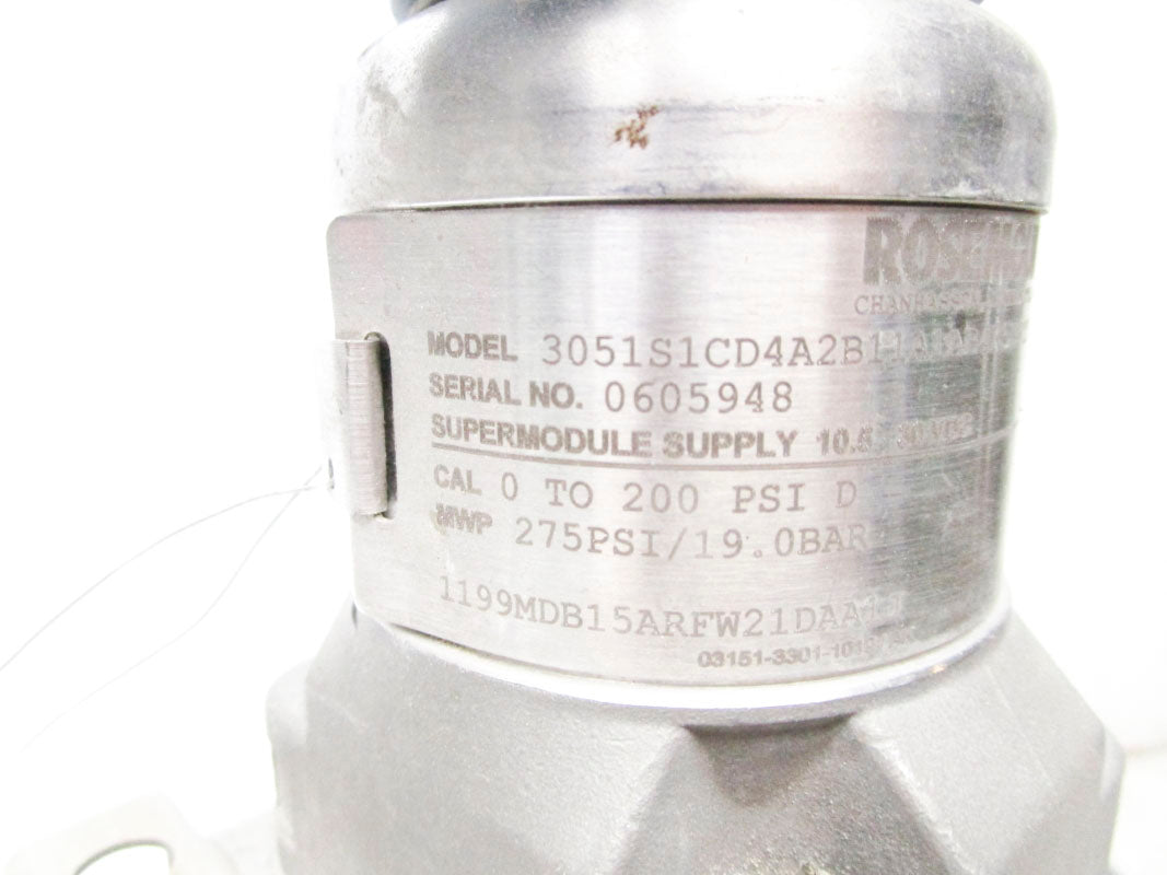ROSEMOUNT 3051S1CD4A2B11A1AB4K5M5T1D1QTD2 200PSI 30VDC UNMP