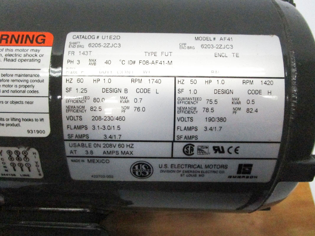 US MOTORS U1E2D AF41 460V 1.7A NSMP