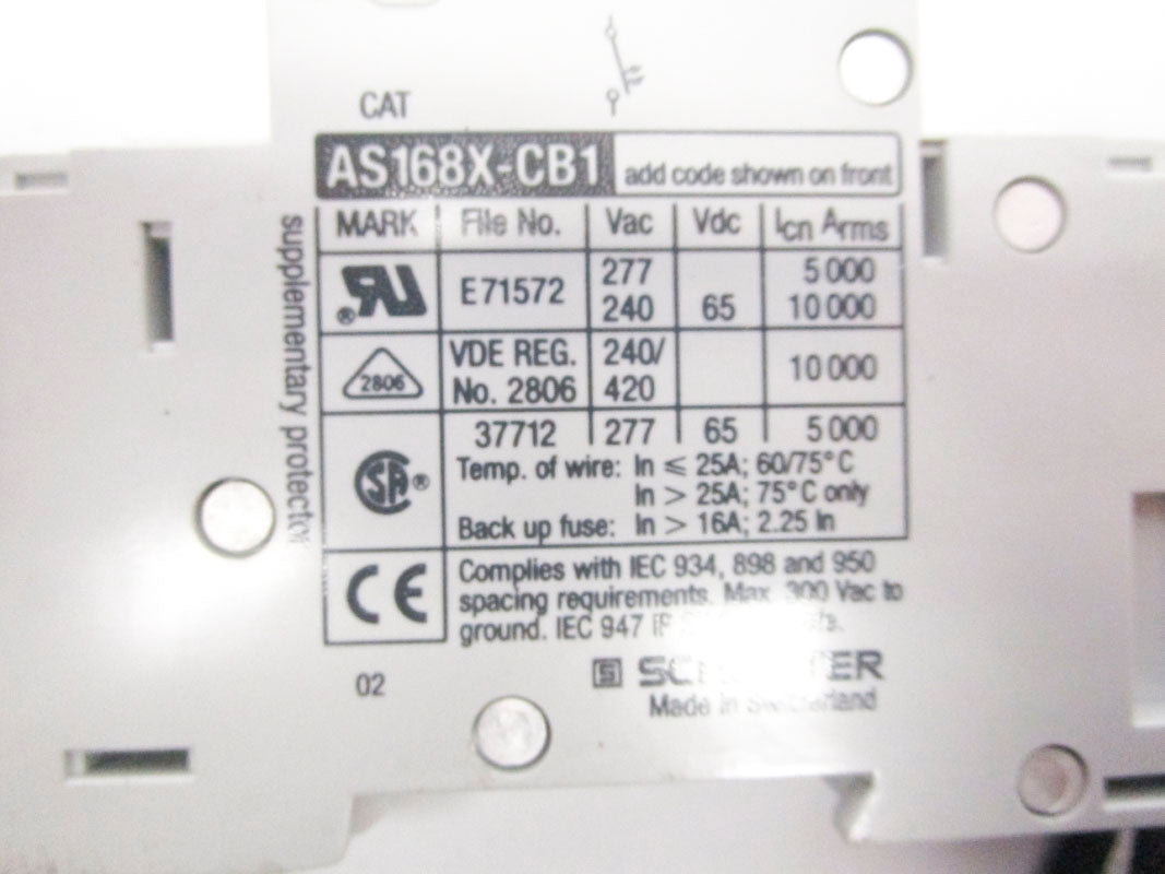 SCHURTER AS168X-CB1G020 277VAC 2A UNMP