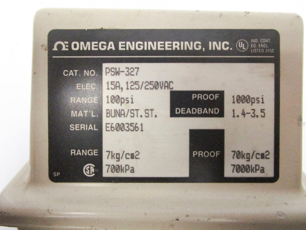 OMEGA ENGINEERING PSW-327 125/250V 15A 100PSI UNMP