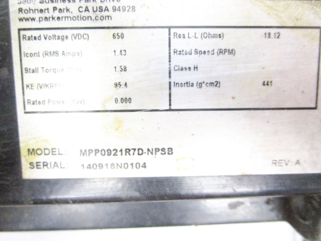 PARKER MPP0921R7D-NPSB 650VDC 1.43A UNMP
