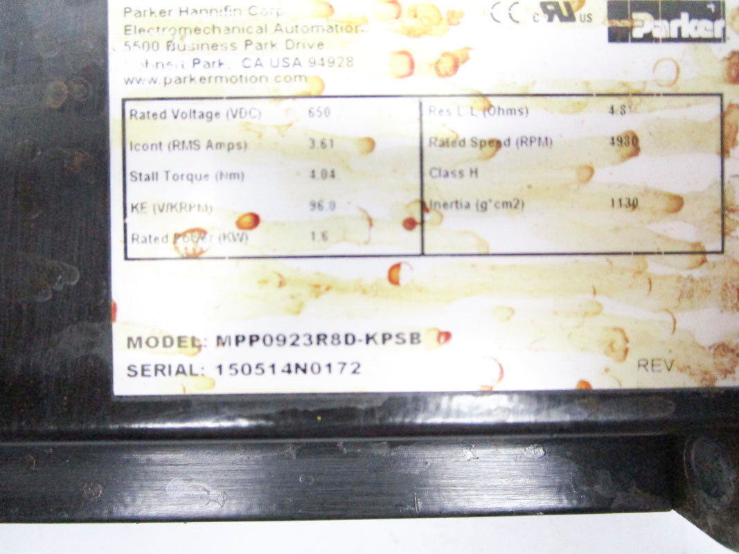 PARKER MPPO923R8D-KPSB 650VDC 3.61A 4980RPM UNMP