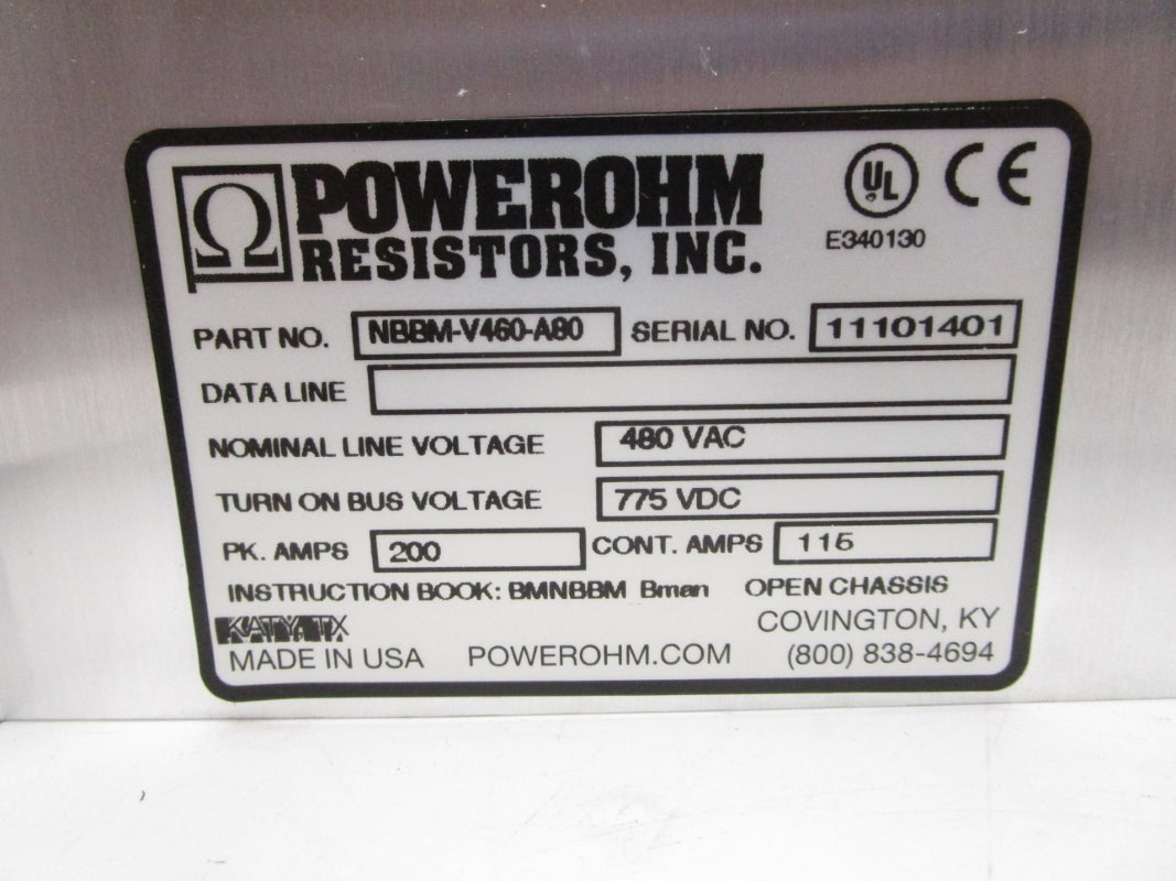 POWEROHM RESISTORS INC. NBBM-V460-A80 480VAC 200A NSMP