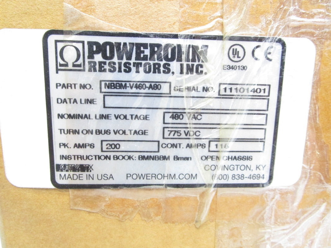POWEROHM RESISTORS INC. NBBM-V460-A80 480VAC 200A NSMP