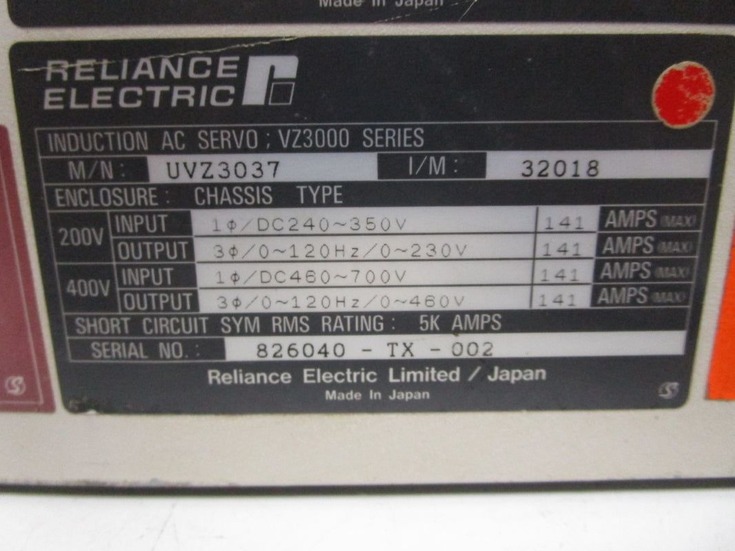 RELIANCE ELECTRIC UVZ3037 200V/400V 141A UNMP