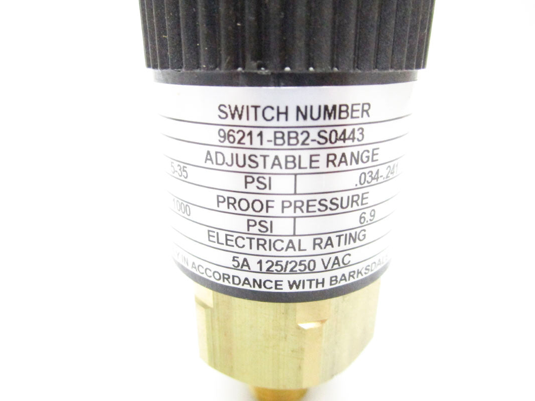 BARKSDALE 96211-BB2-S0443 125/250VAC 5A 5-35PSI NSMP