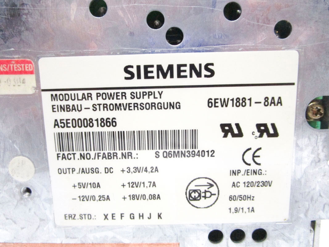 SIEMENS 6EW1881-8AA 120/230V 1.9/1.1A NSNP