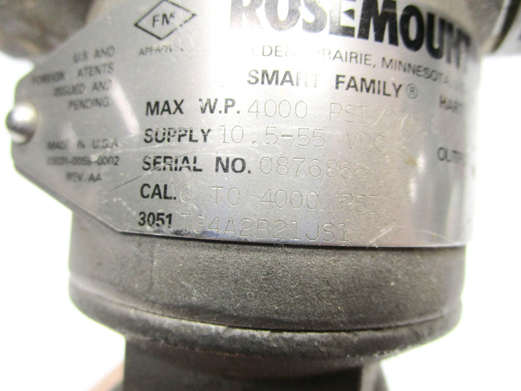 ROSEMOUNT 3051TG4A2B21JS1 55VDC 4000PSI UNMP