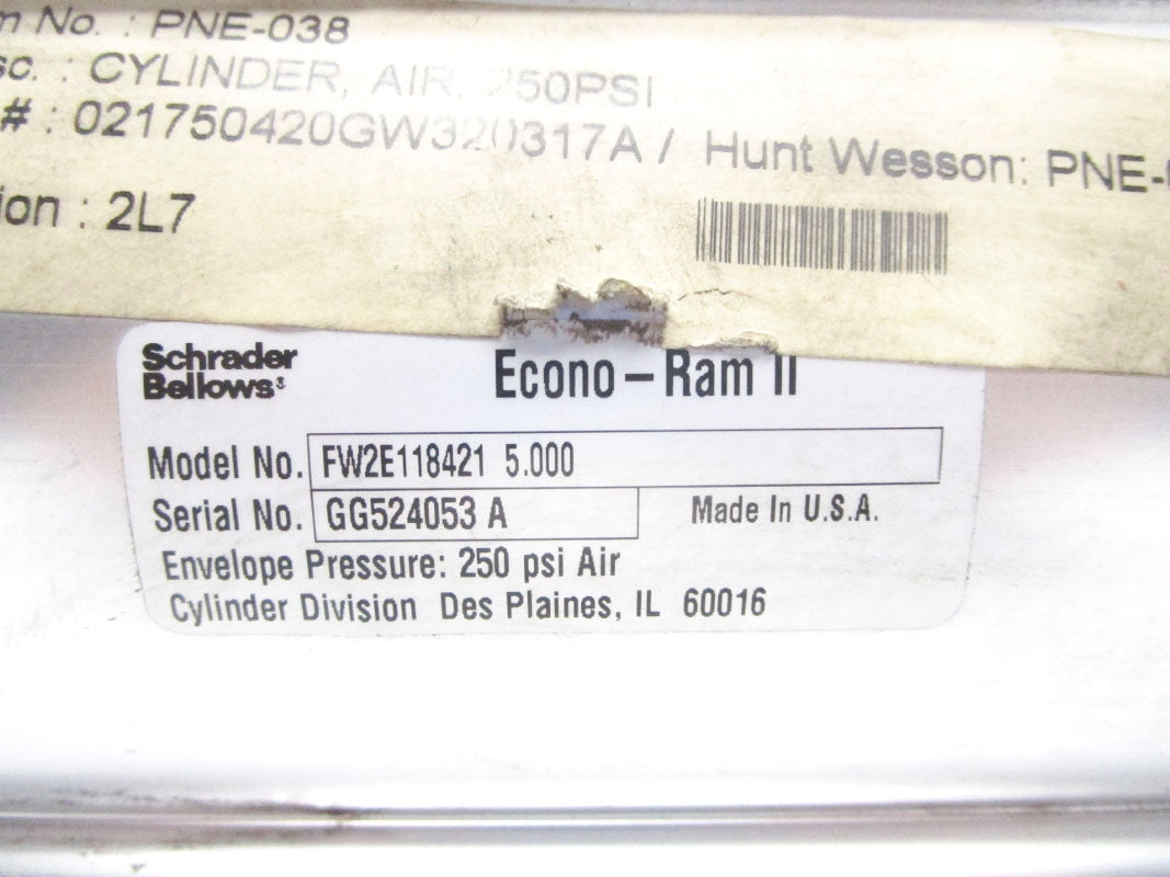 SCHRADER BELLOWS FW2E118421 5.000 250PSI NSNP